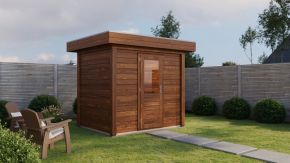 Select tuinhuis Den Haag , A1 klasse bruin 200x200 + EPDM Pakket + fundamentbalken