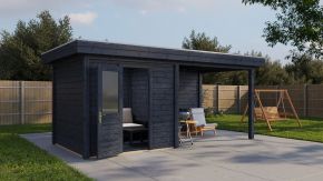 Select tuinhuis Vught A1 klasse zwart 538x250 + EPDM Pakket + fundamentbalken 
